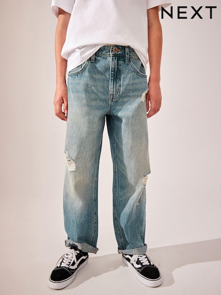 Blue Tint 100% Cotton Distress Baggy Jeans (3-16yrs) (Q82835) | €17 - €23
