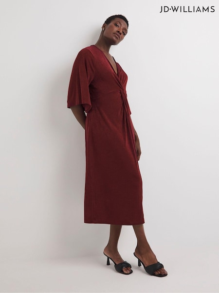 JD Williams Red Wine Slinky Twist Front Dress (Q82883) | €19