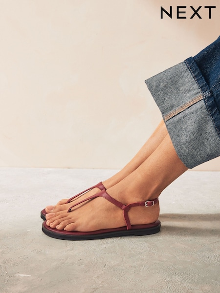 Red Forever Comfort® Standard/Wide Fit Toe Thong Leather Sandals (Q82910) | AED73