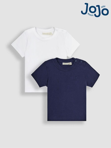 Azul marino - JoJo Maman Bébé Plain 2-Pack T-Shirts (Q82932) | 24 € - 29 €