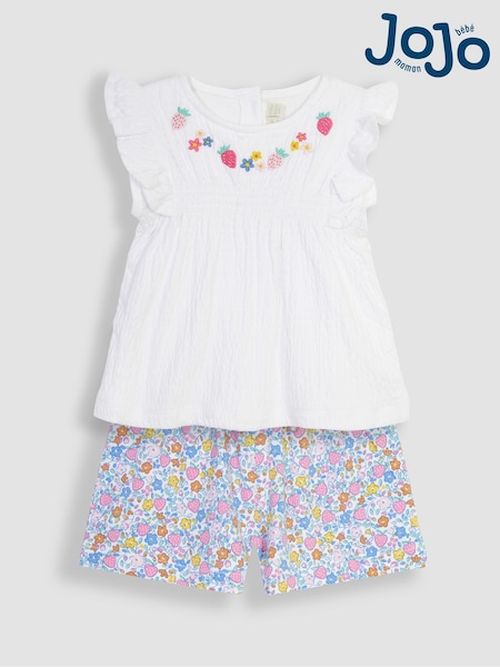 JoJo Maman Bébé 2-Piece Crinkle Cotton Blouse & Pretty Shorts Set (Q82944) | 40 €