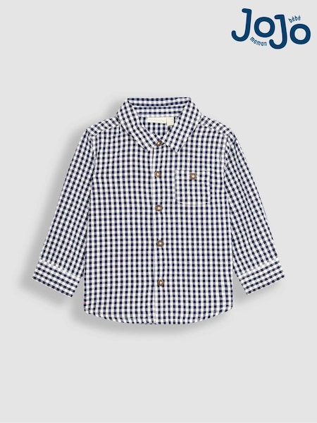 JoJo Maman Bébé Navy Gingham Long Sleeve Shirt (Q82973) | €37