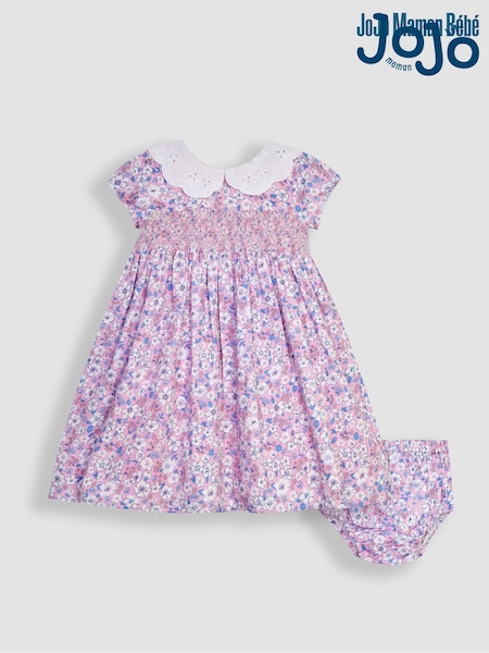 Rosa - Jojo Maman Bébé Partykleid mit Blumenprint und Lochstickerei am Kragen (Q82978) | 61 €