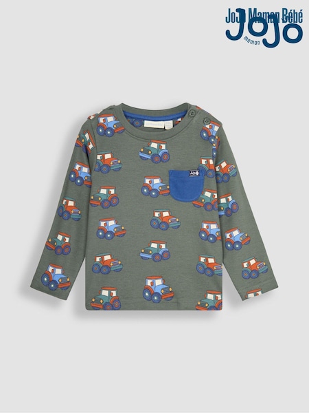 JoJo Maman Bébé Khaki Green Tractor Contrast Pocket Top (Q82993) | €23