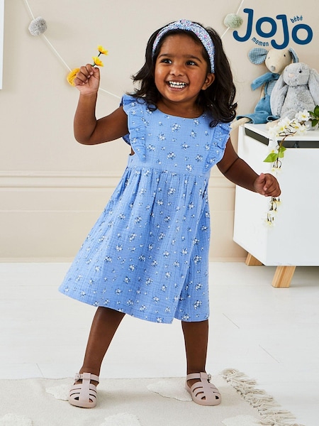 JoJo Maman Bébé 2-Piece Floral Cheesecloth Ruffle Dress & Hat Set (Q82994) | 47 €