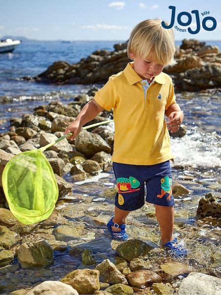 JoJo Maman Bébé Navy Blue Chameleon Appliqué Pet in Pocket Shorts (Q83034) | €28
