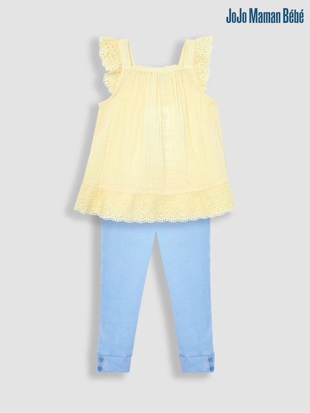 Gelb - JoJo Maman Bébé 2-teiliges Set mit besticktem Top und Leggings aus weicher Baumwolle (Q83038) | 46 €