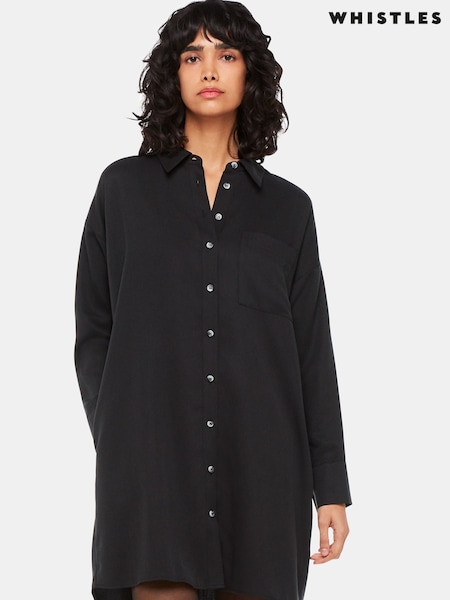 Whistles Helena Relaxed Black Dress (Q83074) | 426 LEI