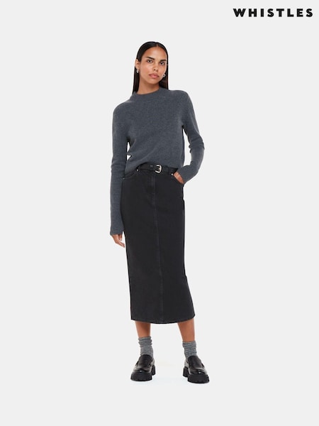 Whistles Straight Denim 100% Cotton Midi Skirt (Q83111) | €140