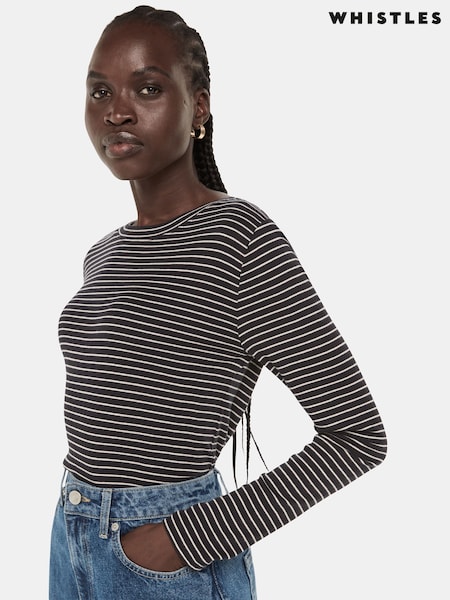 Whistles Blue Essential Slim Stripe Crew T-Shirt (Q83113) | €18