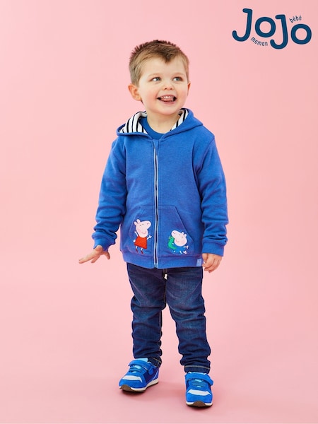 JoJo Maman Bébé Cobalt Peppa Pig Appliqué Reversible Hoodie (Q83138) | €49