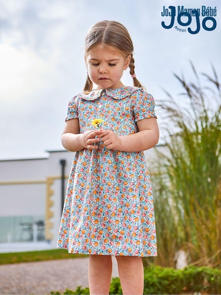 JoJo Maman Bébé Pink Apple & Peach Button Front Collar Tea Dress (Q83193) | €39