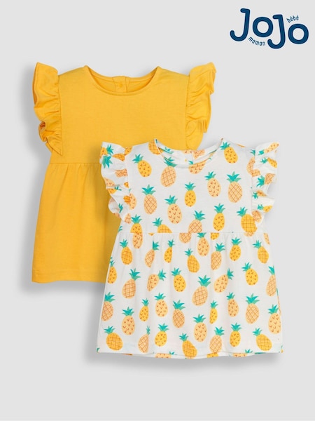 JoJo Maman Bébé 2-Pack Pineapple & Frill Shoulder T-Shirts (Q83210) | 34 €