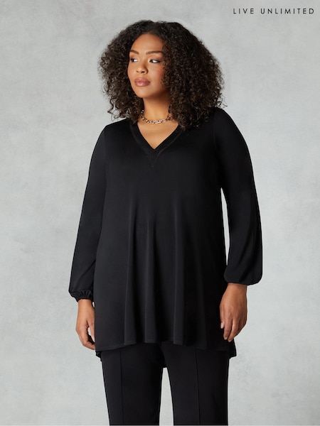 Live Unlimited Black Curve Jersey Trim Insert Tunic (Q83219) | €40