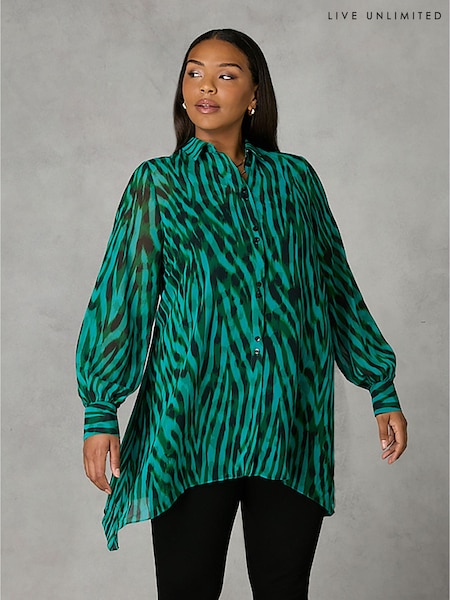 Live Unlimited Green Button Through Hanky Hem Shirt (Q83233) | €43.50