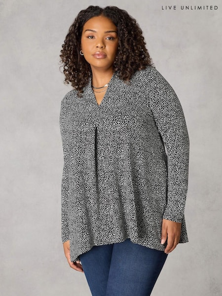 Live Unlimited Curve Mono Dash Print Jersey Pleat Front Top (Q83269) | 15 €