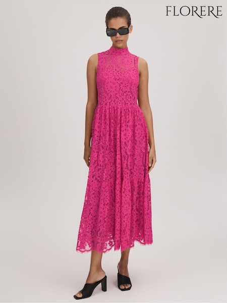 Florere Lace Tie Back Midi Dress (Q83304) | €302