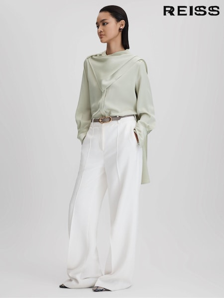 Reiss Sage Emilia Satin Detachable Scarf Shirt (Q83315) | 1,235 QAR