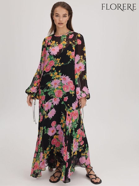 Florere Sheer Asymmetric Midi Dress (Q83329) | 1,326 QAR