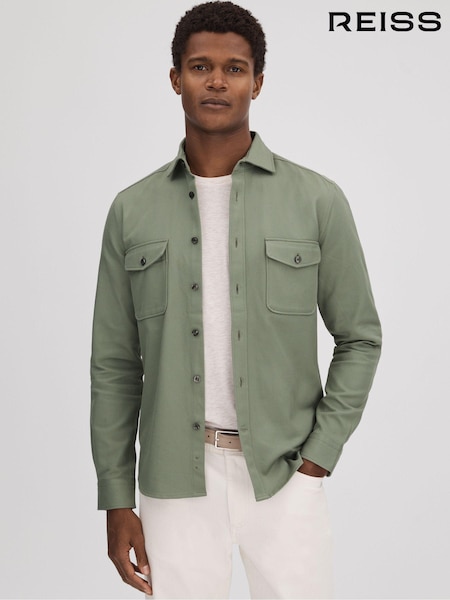 Reiss Pistachio Arlo Cotton Canvas Overshirt (Q83338) | €95