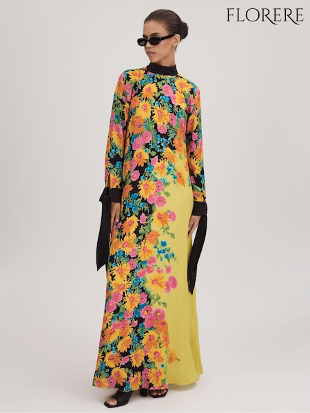 Florere Printed Tie Cuff Maxi Dress (Q83346) | 1,326 QAR