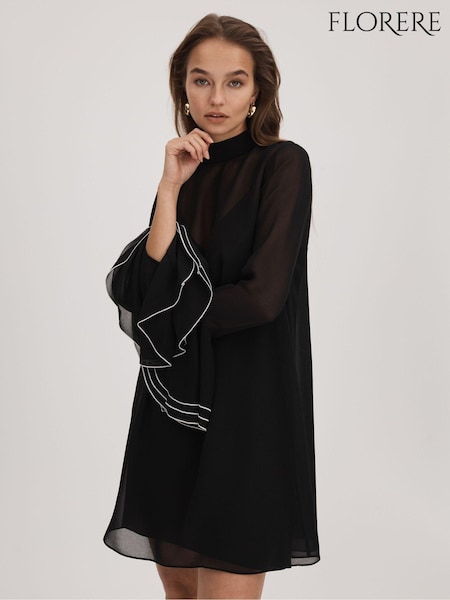 Florere Sheer Fluted Cuff Mini Dress (Q83352) | € 200