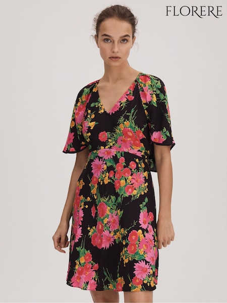 Florere Printed Cape Sleeve Mini Dress (Q83368) | ₪895