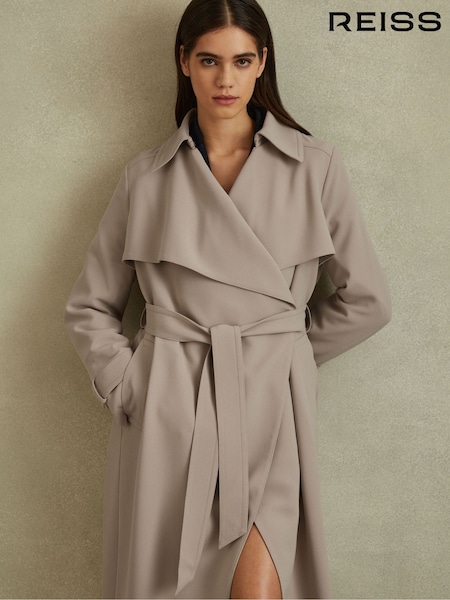 Nerzfarben Neutral - Reiss Etta Zweireihiger Trenchcoat mit Gürtel (Q83376) | 518 €