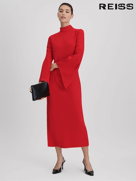 Reiss Katya Flute Sleeve Bodycon Midi Dress (Q83394) | ‏1,735‏₪