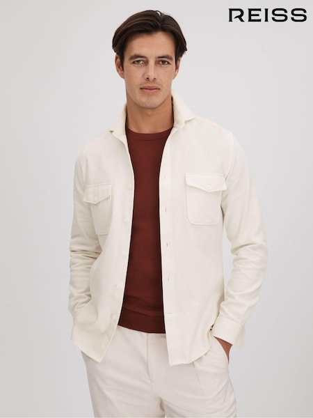 Reiss Ecru Arlo Cotton Canvas Overshirt (Q83397) | OMR90