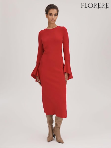 Florere Fitted Fluted Cuff Midi Dress (Q83400) | €255