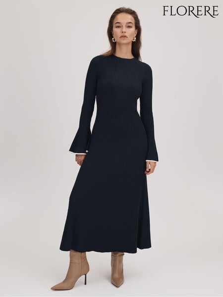 Florere Fitted Fluted Cuff Midi Dress (Q83419) | ₪744