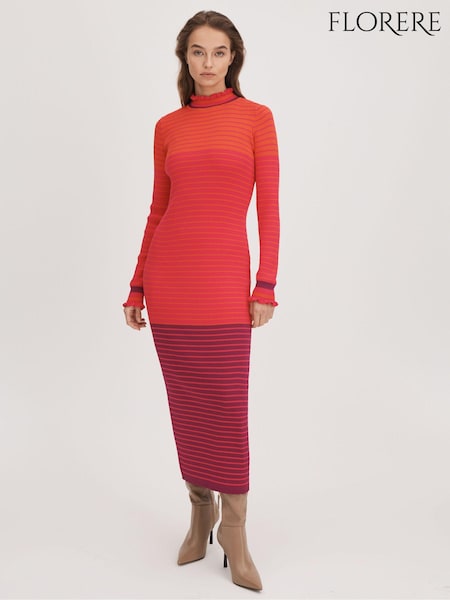 Florere Knitted Striped Midi Dress (Q83420) | ₪744