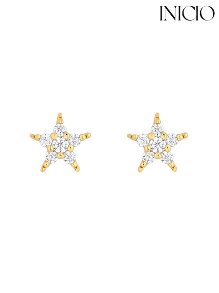 Inicio 14k Guld Pläterade återvunna Cubic Zirconia Star Stud örhängen - Gift Pouch (Q83437) | kr380