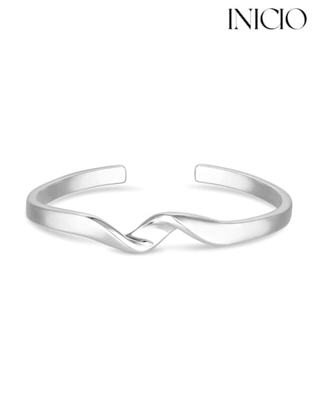 Inicio Recycled Sterling Silver Plated Twisted Bangle Bracelet - Gift Pouch (Q83448) | €43