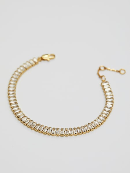 Inicio 14k Guld Pläterad återvunnen baguette tennisarmband - Gift Pouch (Q83482) | kr530