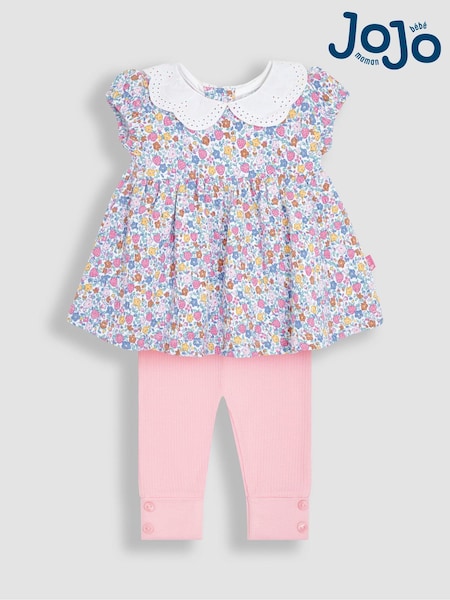 JoJo Maman Bébé 2-Piece Floral Collar Tunic & Rib Leggings Set (Q83498) | ‏151 د.إ.‏