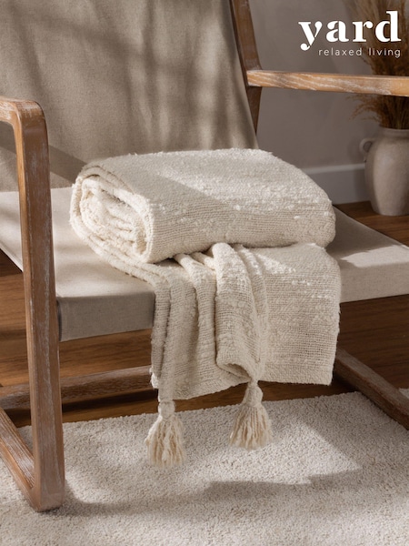 Yard Ecru Cream Heath Cotton Tasselled Throw (Q83651) | €61