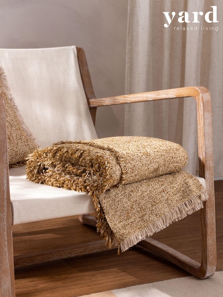 Yard Natural Beige Doze Woven Fringed Throw (Q83652) | 163 QAR