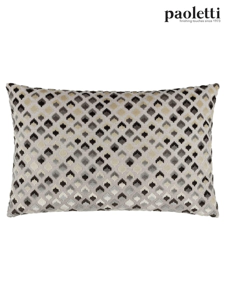 Paoletti Grey/Black 40 x 60cm Lexington Diamond Velvet Jacquard Feather Filled Cushion (Q83654) | 109 QAR