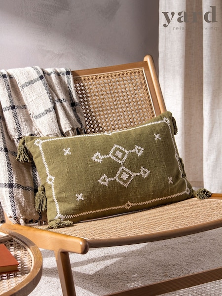 Yard Folis Embroidered Feather Filled 100% Cotton Cushion (Q83670) | ‏111 د.إ.‏