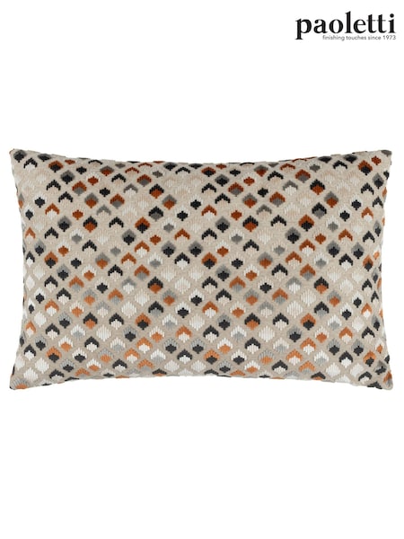 Paoletti Ginger/Grey 40 x 60cm Lexington Diamond Velvet Jacquard Feather Filled Cushion (Q83683) | €29