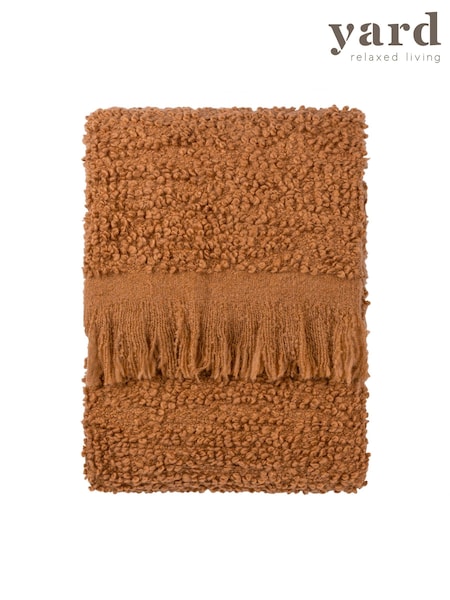 Yard Ginger Brown Ulsmere Boucle Fringed Throw (Q83685) | €98
