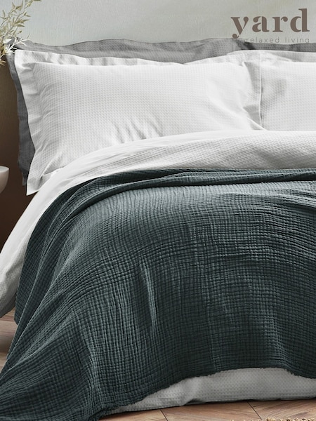 Yard Dusk Blue Oversized Lark 4 Layer Muslin Crinkle 100% Cotton Throw (Q83689) | €103