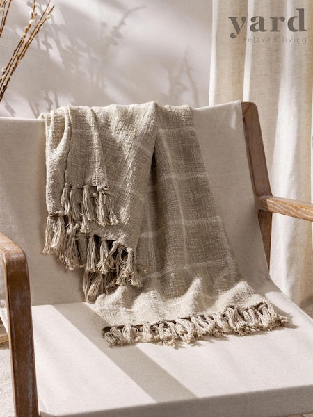 Yard Beni Check Fringed 100% Cotton Throw (Q83691) | ‏128 د.إ.‏