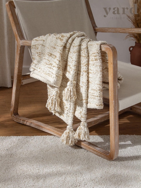 Yard Natural Beige Heath Cotton Tasselled Throw (Q83706) | €63