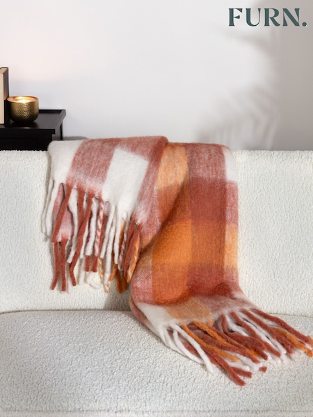 Furn Orange Juno Check Throw (Q83727) | R$ 515