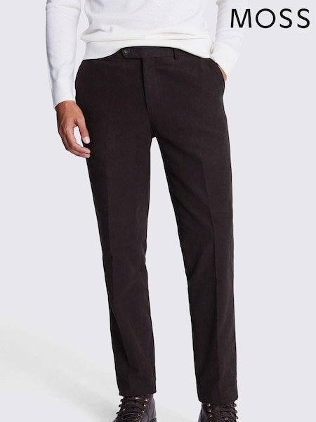 MOSS Brown Tailored Fit Moleskin 100% Cotton Trousers (Q83750) | €113