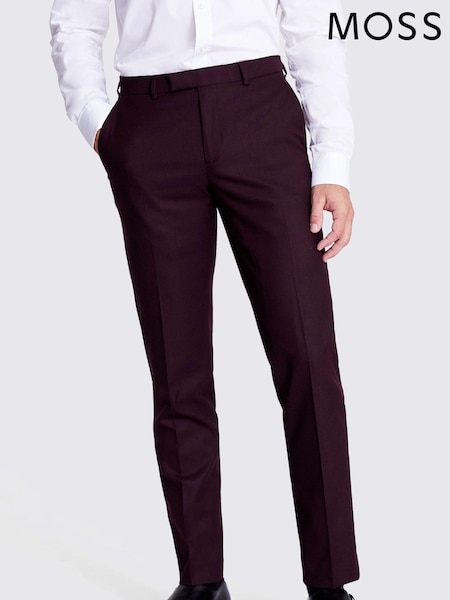 MOSS Claret Red Tailored Fit Flannel Trousers (Q83761) | €51