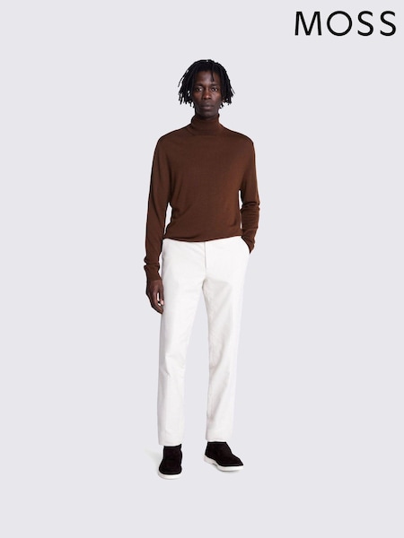 MOSS White Tailored Fit Moleskin 100% Cotton Trousers (Q83776) | €113